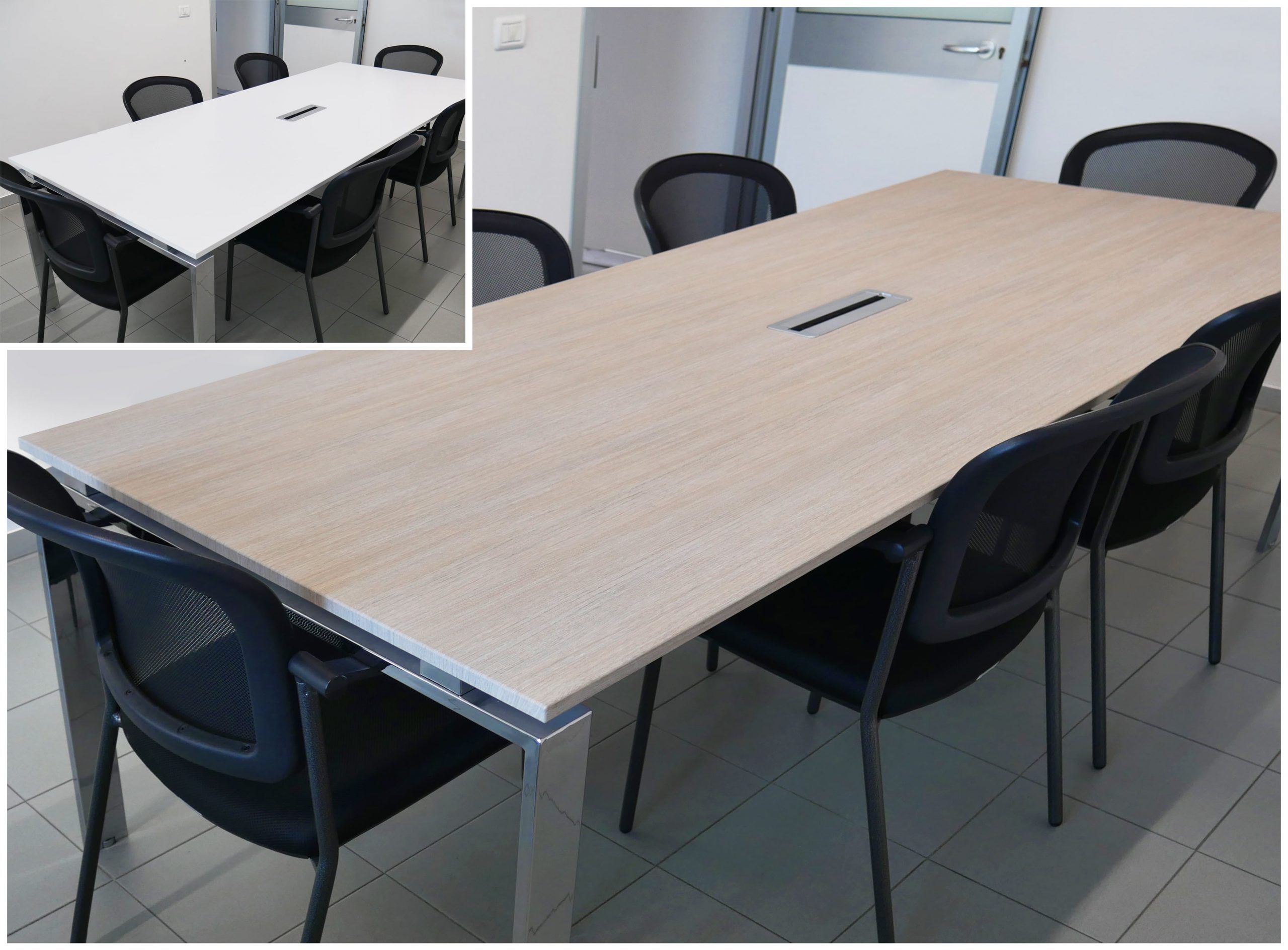 Rivestimento tavolo aziendale con pellicole adesive 3M DI-NOC effetto legno